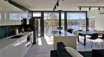Open-plan living, kitchen, Villa Glass House