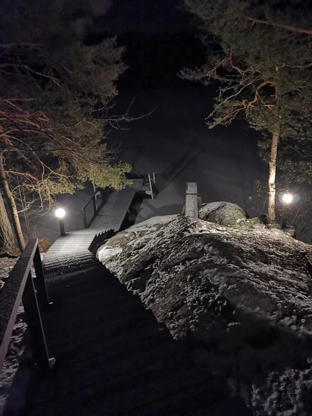 Stairs to the peer, winter night