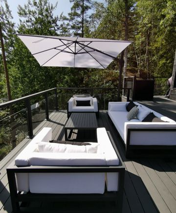 Modern sitting area on Villa Glass House terrace